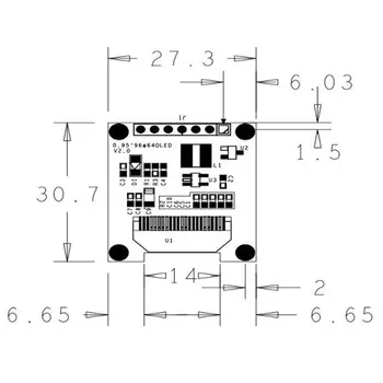 0.95 colių SPI Spalvotas OLED Ekranas Modulis SSD1331 96X64 LCD Arduino images