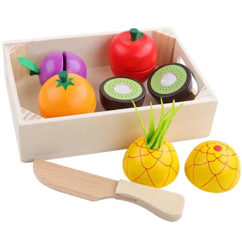 1 nustatykite, Medinių Pjaustymo Vaisių, Daržovių Žaislai Mini Modeliavimo Daržovių Virtuvės Žaislai Žaisti Namuose Vaisius Supjaustyti Žaislas images