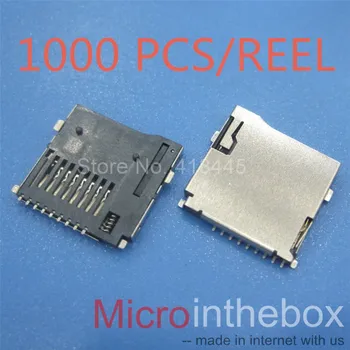 1000pcs/Ritės TF kortelių jungtis reader Stumti ir užrakto Tipas SMD Micro SD Kortelės Lizdas mobiliesiems trinkelėmis Atminties Kortelės pasakotojas images