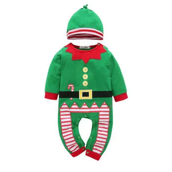 2018 m. žiemos Kalėdų Kūdikis, berniukas, mergaitė, rompers vaikams, naujagimiams drabužius ilgomis rankovėmis kūdikiams Santa Claus drabužių set top+hat images