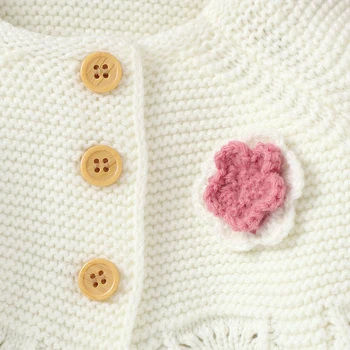 2020 m. Naujas Stiliaus Rudenį Kūdikių Mergaičių maža gėlė tyra spalvos megztas Megztinis Kūdikių Megztinis, striukė vaikas drabužiai images