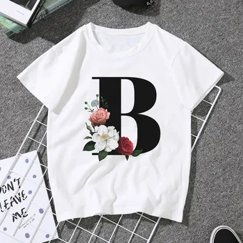 2020 Naujas Vasaros Porų Mėgėjams palaidinė Moterims Harajuku Atsitiktinis Baltos Viršūnės 26 anglų kalbos Abėcėlę Spaudinių Spausdinimo moteriški marškinėliai images