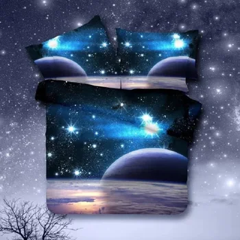 3d galaxy žvaigždžių patalynės komplektas antklode/doona padengti paklode pagalvių užvalkalai 3/4pcs patalyne, karalienė twin XL lova images