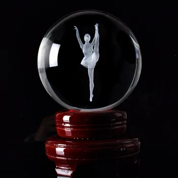 6/8cm Aišku, Crystal Ball 3D Lazeriu Graviruotas Baleto Šokėjas Dekoratyvinis Stiklo Kamuolys Feng Shui Meno Dekoro Priedai Miniatiūros Dovanos images