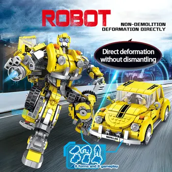 6 in 1 Deformacijos Hornet Mecha Vabalas Automobilių Pastatų Blokų įrangos pardavimas, biuro įrangos Kūrėjas Miestas Robotas Švietimo Žaislai Vaikams images