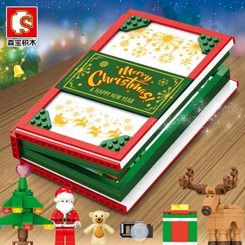 635pcs Kalėdų Miestas Creator Rinkinius, Statyba Blokai Santa Claus Sniego House Scenos Briedžiai Su Legoinglys Knygos Modelio Plytų WJ096 images