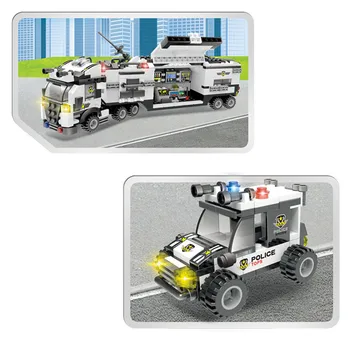 858Pcs Miesto Policijos SWAT Komanda Transporto priemonių Sunkvežimių Statybinių Blokų Rinkinius Brinquedos Plytų Montavimas Švietimo Žaislai Vaikams images