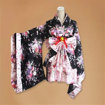 Ainclu Nacionalinės Moterų Sakura Spausdinti Seksualus Kimono Yukata Su Obi Naujovė Lolita Dress Japonijos Cosplay Kostiumas Maid Kimono Mujer images