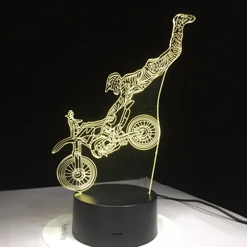 Akrobatinio Motociklų 3D Lempa 7 Spalvų Touch Kontrolės Led Vaizdo Dovana 3D Led Nakties Šviesos Vaikų Kambario Led Žibintai, Lempos Lašas Laivybos images