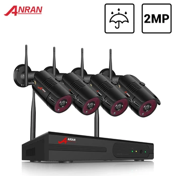 ANRAN cctv Saugumo Kameros 2MP Sistemos Komplektas, Belaidžio ryšio Vaizdo Stebėjimo Sistemos Vandeniui Lauko Kamera, Naktinio Matymo HDD NVR rinkinys images
