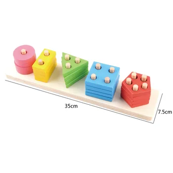 Aukštos Kokybės Mediniai Švietimo Žaislas Montessori Spalvų Geometrinių Formų Kietasis Geometrijos Vaikai Sukrauti Sluoksnių Mokymosi Matematikos Žaislai images