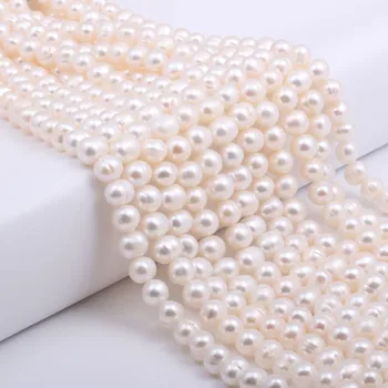 Aukštos Kokybės Natūralių Gėlavandenių Perlų ne didesnis kaip 36 cm Apvalios formos Punch Prarasti Karoliukai Papuošalai Priėmimo 