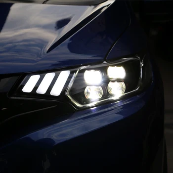 Automobilio Stilius Honda Fit/JAZZ-2017 LED Automobilių priešakinių Šviesų LED Demonas Akis DRL Posūkio Signalo Žibintai Projektoriaus Objektyvas images