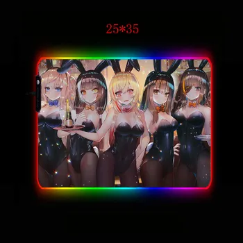 Bunny mergina sexy anime RGB Pelės Mygtukai Žaidėjus Led nešiojamas gumos pagrindo Pelės Kilimėlis su Apšvietimu ir įprasta Klaviatūra Stalas Kilimėlis images