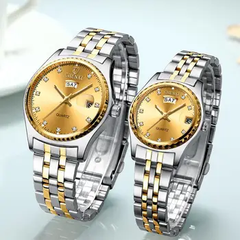 CHENXI 2vnt/Komplektas Mėgėjams Laikrodžiai Vyrams Auksinis Kvarcas Žiūrėti Moterų Suknelė Laikrodį Top Brand Prabangos Laisvalaikio mėgėjams Žiūrėti images