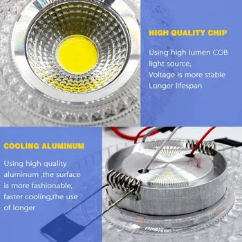 COB LED Downlight Spalvinga Skydelis, Šviesos, RGB 3W 110V, 220V, Embedded Lempa, Šviestuvas Už Halogeninės Lempos, Apdaila Raudonos šviesos Vietoje images