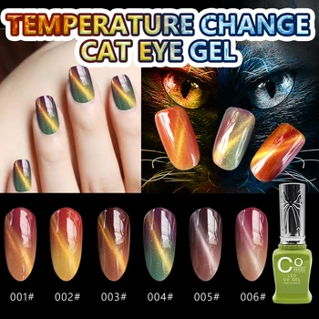 CoKEKOU Magnetas 3D Cat Eye UV Gel Polish Blizgučiai Lako Temperatūra, Spalva Keičiasi ilgalaikį Gelio Nagai lenkijos gelio lako images