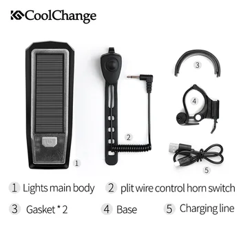CoolChange Saulės Dviračio Žibintas atsparus Vandeniui USB Įkraunama Fakelas Dviračių Ragų Šviesos Žibintų Naktį Jojimo Saugos Dviračių Šviesos Bell images