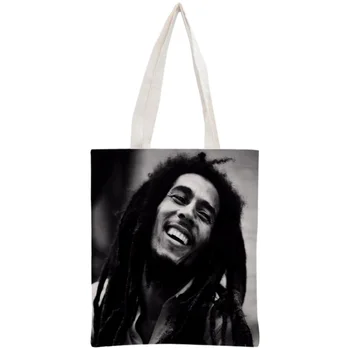 Custom Bob Marley Nešti Maišą Daugkartinio Naudojimo Rankinės, Pirkinių Krepšiai Moterų Pečių Audinio Maišelis, Sulankstomas Medvilnės Drobės Lašas Laivybos images