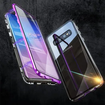 Double side grūdinto stiklo magnetinės flip cover for iPhone samsung galaxy s20 ultra 2020 atveju metalo bamperio apsauginis apvalkalas coque images