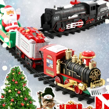 Elektros Kalėdų Geležinkelių Automobilinio Traukinio Rinkinį Žaislai su Šviesos ir Garso Hangable papuošalai Kalėdų Žaislus Kalėdų Eglutė images