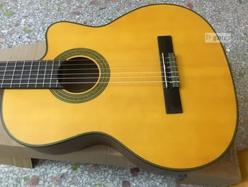Geltonos spalvos klasikinė gitara Flamenko Gitara, 39 colių cutway dizaino, matiniu paviršiumi klasikinė gitara images