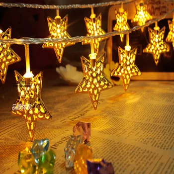 Golden Star LED String Žibintai 5m 20 Led Kalėdų Šalis, Dekoratyvinis Apšvietimas, Lempos, Uždaras Miegamasis Pasakų Žibintai images