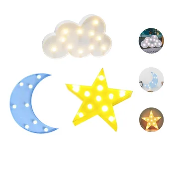 Gražių Debesų Moon Star LED 3D Šviesos Naktį Šviesos Vaikai Dovanų Žaislas, Skirtas Kūdikių, Vaikų, Miegamojo Tolilet Lempos Apdaila, Patalpų Apšvietimas images