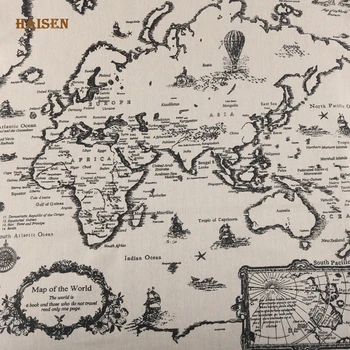 Haisen Pasaulio Žemėlapis Atspausdintas Medvilnės, Lino Audinio Quilting/ 