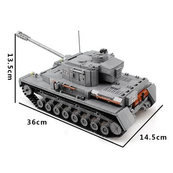 HUIQIBAO Karinės vokietijos Tiger Tank Klasikinis Modelis, Statyba Blokai su 2 WW2 Armijos Kareivis Plytų Statybos Žaislai Vaikams images