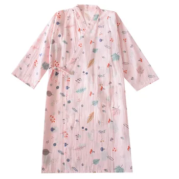 Japonų Kimono Padažu Suknelė Moterų Medvilnės Marlės, Pižama Ir Vėjo Nėrinių Chalatas Prakaito Garų Namuose Nešioti Pavasarį, Vasarą пижама images