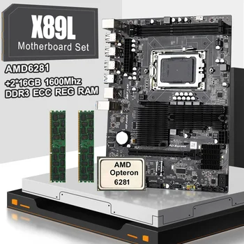 JINGSHA AMD X89 G34 Lizdą pagrindinėje Plokštėje komplektas su 2*16 gb=32 DDR3 1 600mhz Atminties ir AMD Opteron 6281 images