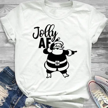 Jolly AF Kalėdų marškinėliai festivalis naujųjų metų grafinis švęsti šalies stiliaus unisex dovana medvilnės marškinėliai estetinės mielas atsitiktinis tees images