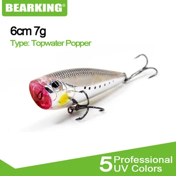 Karšto modelis Bearking prekės profesinės popper 6cm 7g Žvejybos Wobblers 1PC Žvejybos Masalas, Jaukas, Swimbait Crankbait su 2xstrong Kablys images