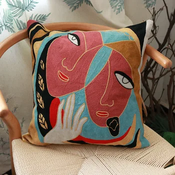 Karšto Pardavimo Siuvinėjimo Impresionistų Užvalkalas Medvilnės Drobės Pagalvėlė Padengti Europos Dekoratyvinės Užvalkalas Stiliaus Sofa-Lova, Pagalvėlė Padengti images