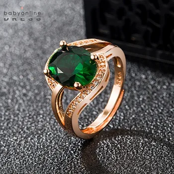 Klasikiniai Žiedai Moterims, 925 Sidabras Žalias Smaragdas Žiedas Mados Sandėlyje Naujo Dizaino 2021 Royal Queen Aukso Spalvos Žiedas images
