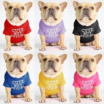Klasikinis Grynos Medvilnės prancūzų Buldogas T-Shirt Mados Laiškai Spausdinami Vasaros Šunų Drabužius Čihuahua Pitbull Pet Kostiumas S-Xxl images