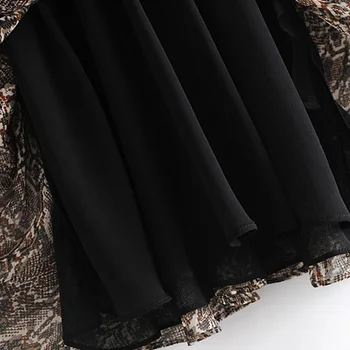 KUMSVAG 2020 m. Vasarą Moteris Gyvatė spausdinti Suknelė Vintage Drugelis Apykakle ilgomis Rankovėmis Mini Suknelės Moterų Elegantiškas Gatvės Suknelė images