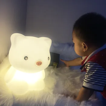 LED Tamsos Silikono Dovana Mielas Lokys Kiaulių Prijunkite USB Vaikų Miegamasis Kūdikį Krūtimi Lempos Įtraukti Apdailos Naktį Šviesos Namuose images