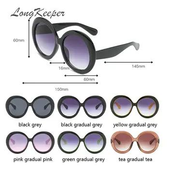 LongKeeper apvalūs akiniai nuo saulės moterims, negabaritinių akiniai gradientas juodos rudos, saulės akiniai, vyrų dovana Prekės Dizaineris uv400 images
