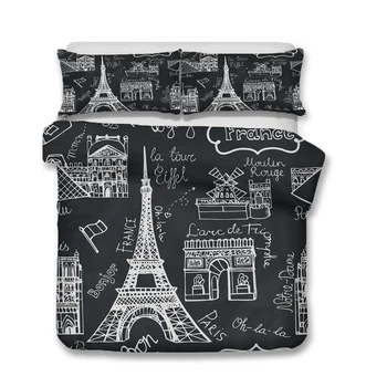 Lova Šalikas Juoda Antklode Padengti Eifelio Bokštas Spausdinami Namų Tekstilės Minkštas Miegamasis Drabužius su Užvalkalas images