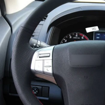 LQTENLEO Juoda Dirbtinė Oda Automobilių Vairo Dangtelis Isuzu D-MAX 2013-2018 m. mu-X 2013-2018 M. Holden Kolorado 2012-2019 images