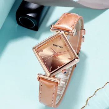 Mados Žiūrėti Moterų Kvarco Žiūrėti Ponios GeometriCausal Odos Laikrodžiai Montre Femme Reloj Mujer Relogio Feminino images
