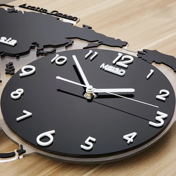 MEISD Didelis Šviesos Pasaulio Žemėlapyje Laikrodis Namo Sienos Kvarco Žiūrėti Veidrodis Lipdukai Modernus Dizainas Horloge Akrilo Išjungimo Laikrodis Namų Dekoro images