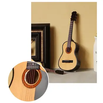 Mini Klasikinė Gitara Miniatiūrinė Gitara Modelis Mediniai Mini Guitarra Ekranas, Muzikos instrumentų Modelį su Byla Stendas images