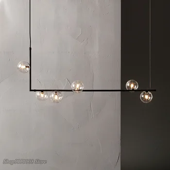 Modernus minimalistinis sieniniai šviestuvai Kambarį lentelė ilgas pakabukas lempa, led dizainas stiklo kamuolys kabo žibintai virtuvės dekoro Įrenginiai images