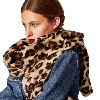 Moterų Rudenį ir žiemą Šiltas šalikas, leopardas spausdinimui imitacija kašmyras šiluma sustorėjimas Scarve skara Minkštas Apvyniojama Ilgu Kaklu, šalikai, šaliai, kaklaskarės q5 images