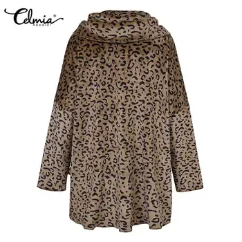 Moterų Žiemos Šiltu Dirbtiniais Kailinius Celmia 2021 Mados Derliaus Moterų Leopardas Spausdinti Atsitiktinis Striukės Prarasti Outwear Kišenės, Coats 7 images