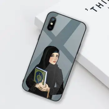 Musulmonų Islamo Gril Akis arabų Hijab Mergina, Telefono dėklas Grūdintas stiklas iphone 6 6S 7 8 plus X XS XR 11 12 mini PRO MAX images