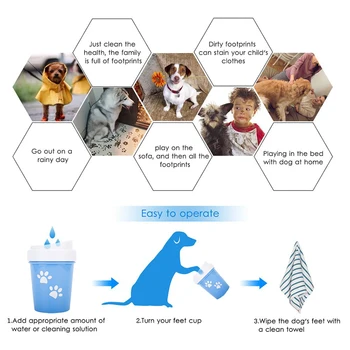 Naminių Gyvūnėlių Kojų Valymo Puodelio Minkšto Silikono Leteną Teptuku CleanTool Nešiojamų Skalbimo Plovimo Lauke Katė Cleaner Kojų Kibirą, Šunų Reikmenys images